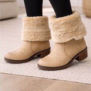 Blondo 70’s Vintage Women’s 9 Foldover Shearling Leather Sheepskin Boots Stacked